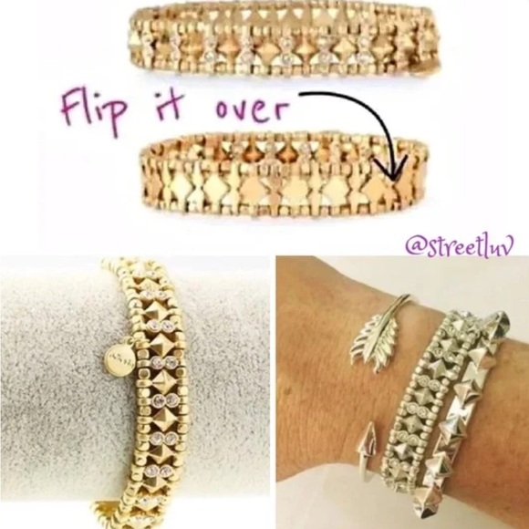 New Stella & Dot Arrison Stretch bracelet - gold - w/box - Picture 2 of 7